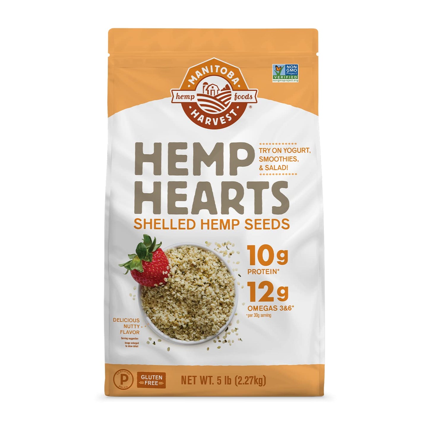 Hemp Seeds, 5 lb; 10g Plant Based Protein and 12g Omega 3 & 6 per Serving | Perfect for smoothies, yogurt & salad | NonGMO, Veg