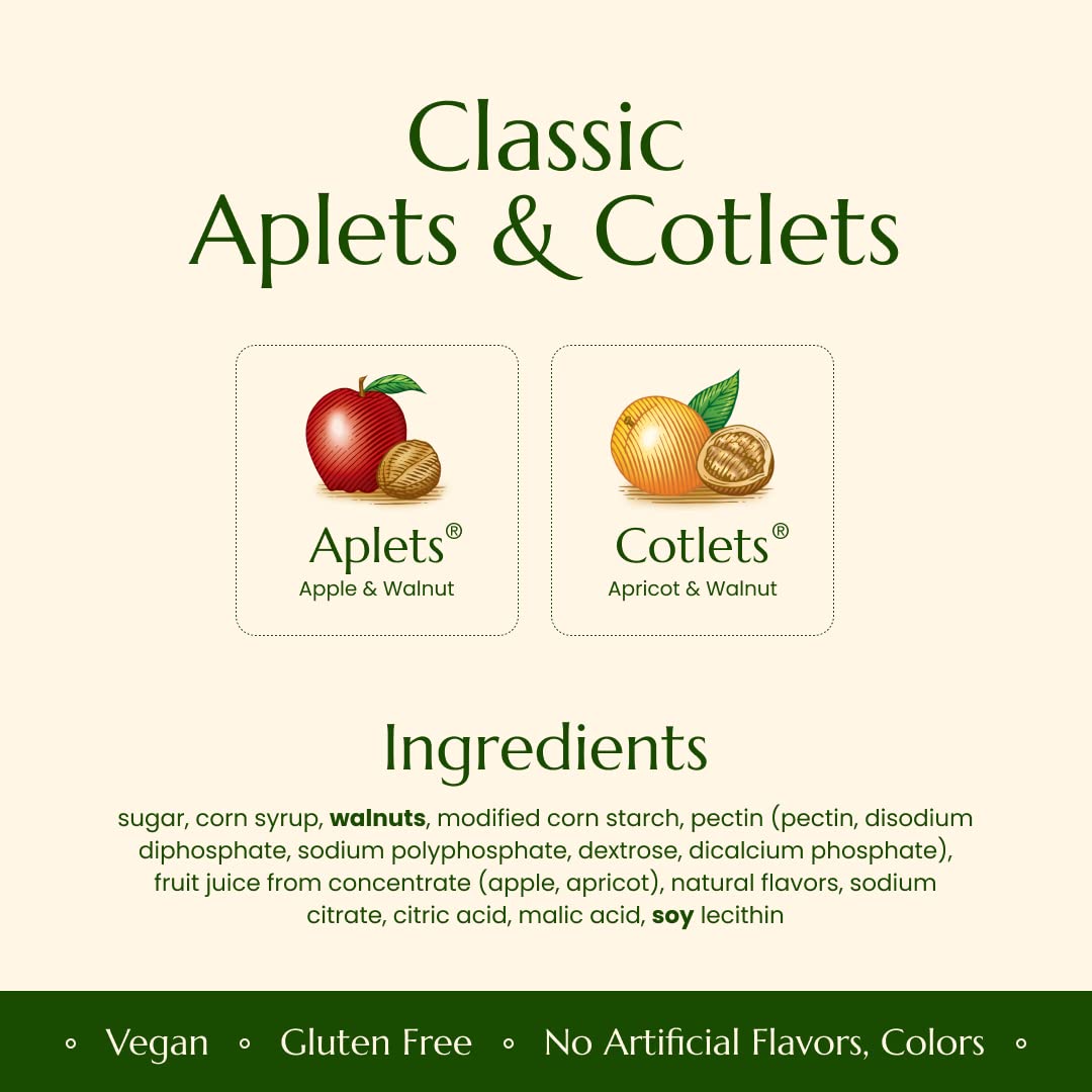 Liberty Orchards, Original Aplets & Cotlets - Gourmet Chewy Snack in Gift Box, Vegan Turkish Delight Candy 10 Oz.