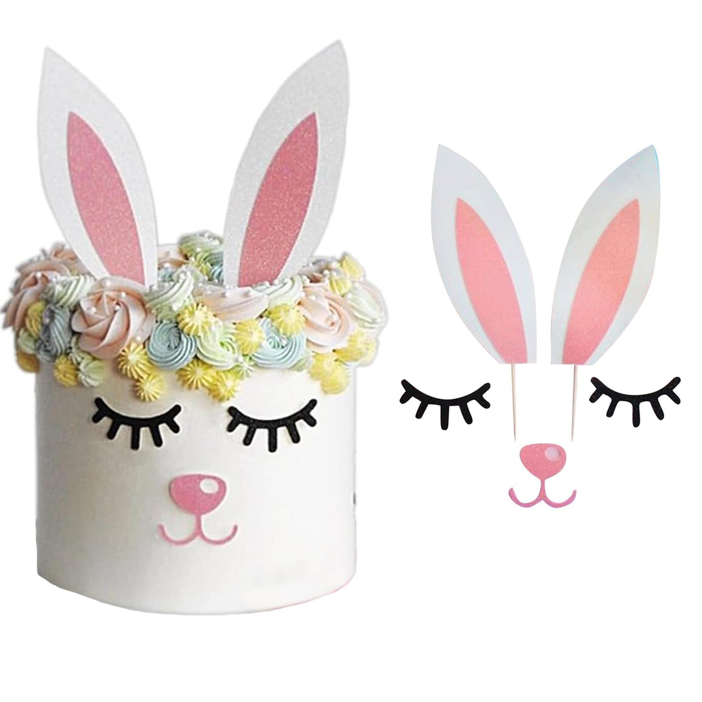 Bunny Ears Cake Topper Easter Cake Topper For Easter Theme Spring Party Decor Baby Shower Dessert Supplies 2 Pack