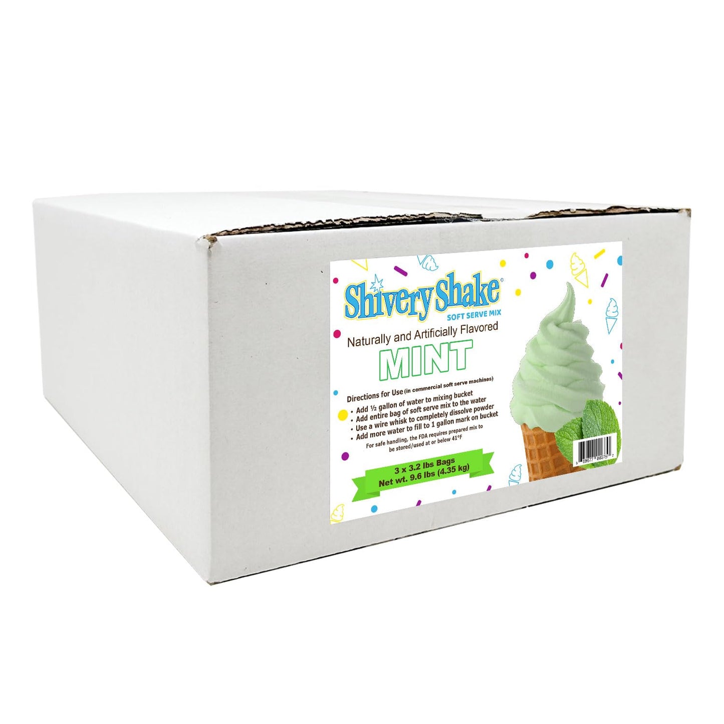 Shivery Shake Soft Serve Ice Cream Mix, 3 x 3.2 lb case, Mint