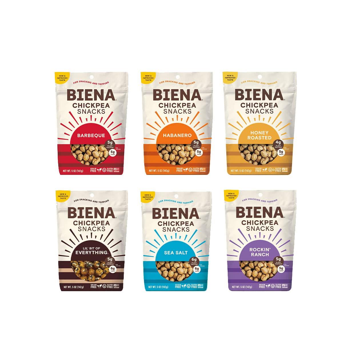 Biena Chickpea Snacks, Rockin Ranch, White, 5 Ounce (Pack Of 4)