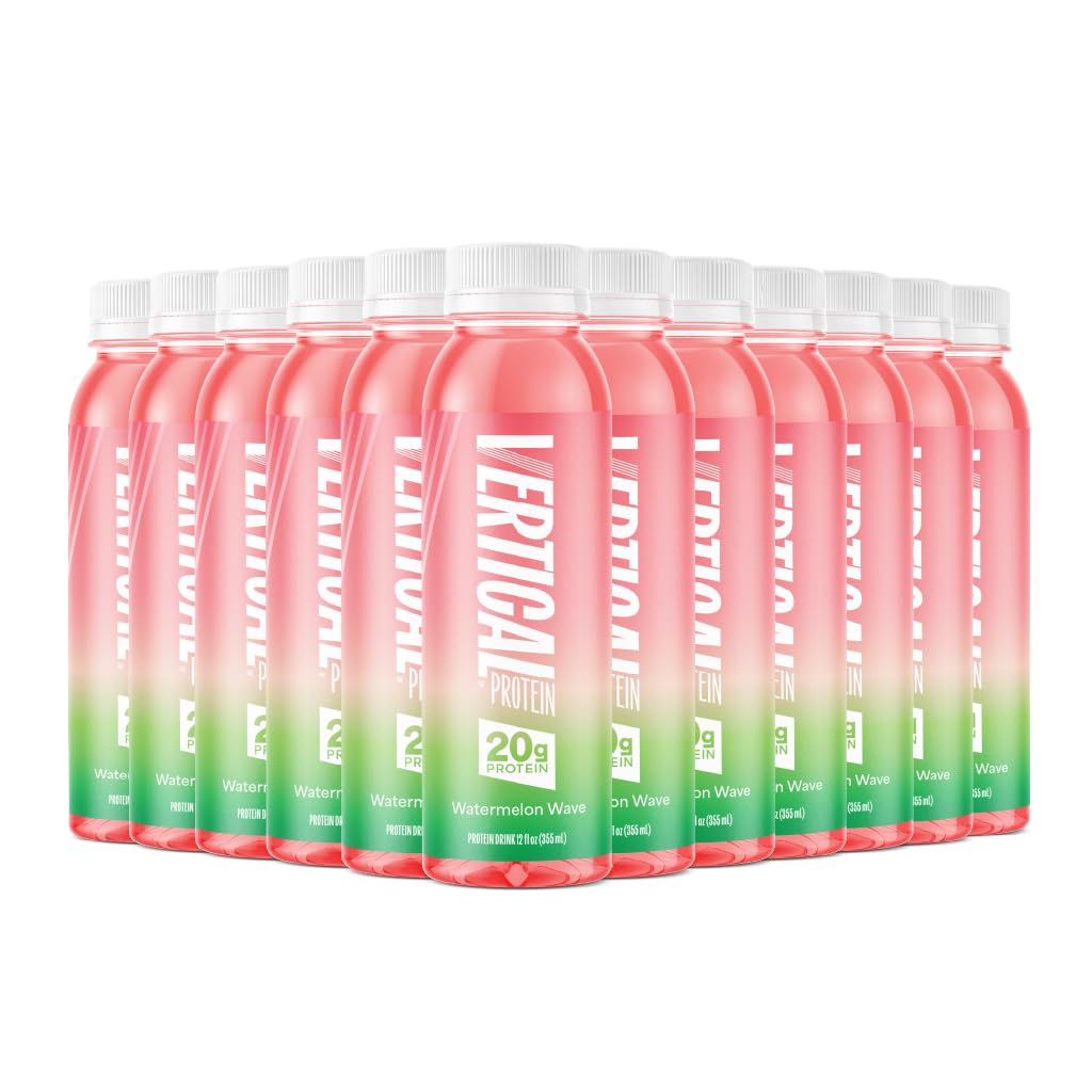 Vertical Protein Watermelon Wave Ready To Drink Pack Of 12 Protein Water Drinks W/ 20G Of Whey Isolate Clear Nutritional Drinks