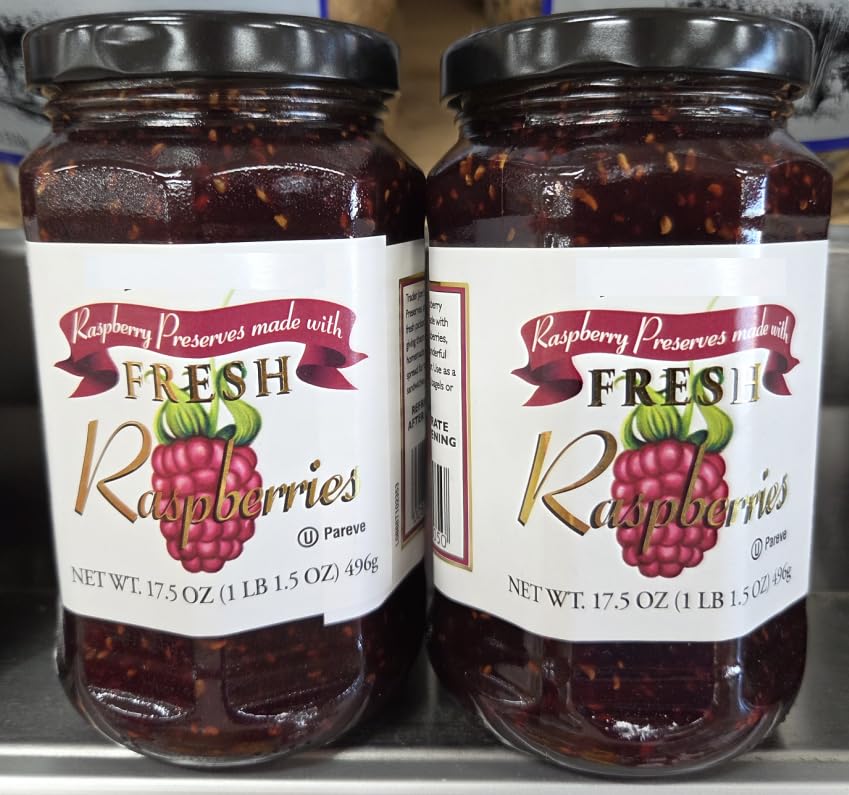 Trader Joe Raspberry Preserves made with Fresh Raspberries 17.5oz 496g (Two Jars)