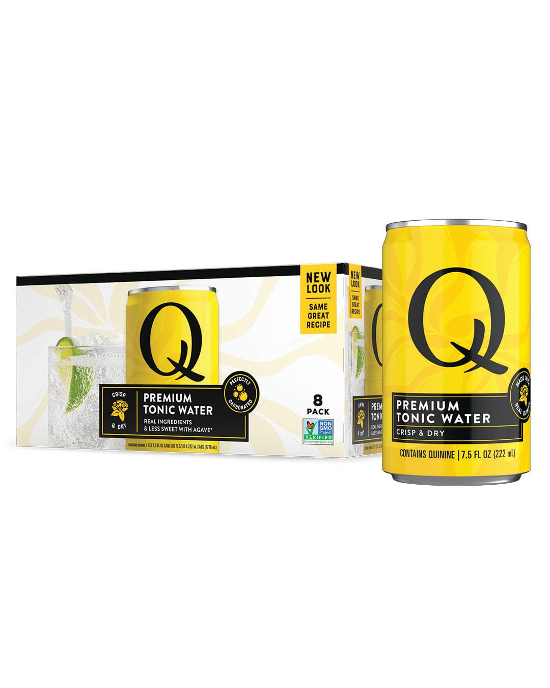 Q Tonic Water With Real Quinine & Organic Agave - Ideal For Mixed Flavors & Mocktails - Made With Real Ingredients Perfectly Carbonated & Less Sweet - 45 Calories Per Can - 7.5 Fl Oz (Pack Of 8)