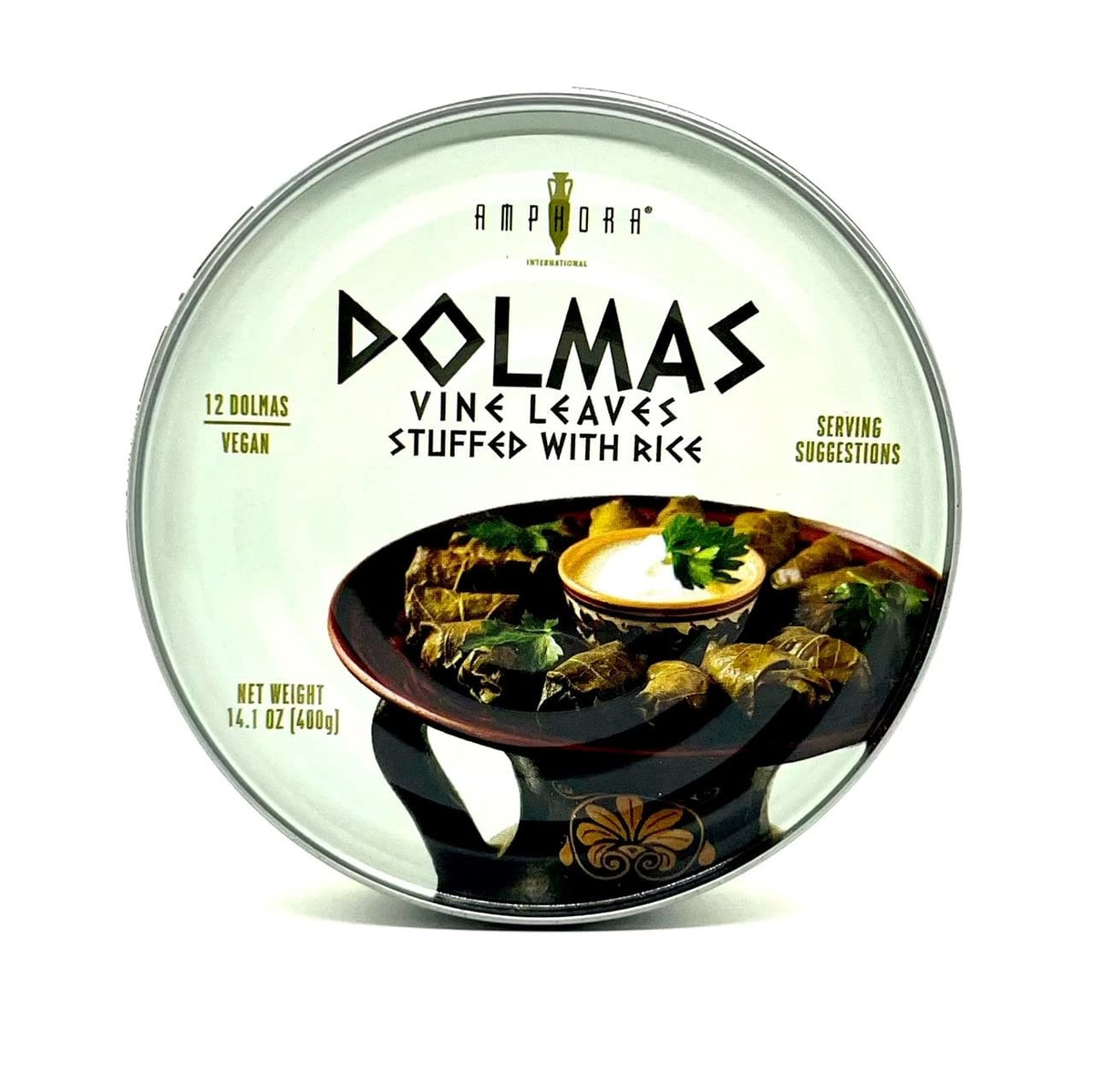 Amphora Stuffed Grape Leaves (Dolmas) 14 Ounce (Pack Of 6) - Mediterranean Herbs - Super Tasty Ready To Eat Vegan Rolls - Traditional Turkish Recipe