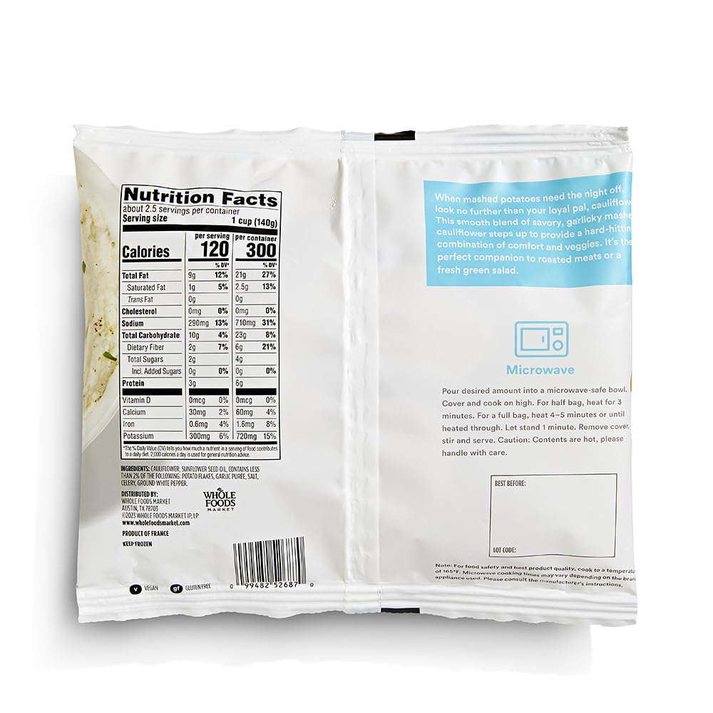 365 By Whole Foods Market, Mashed Cauliflower, Garlic, 12 Ounce