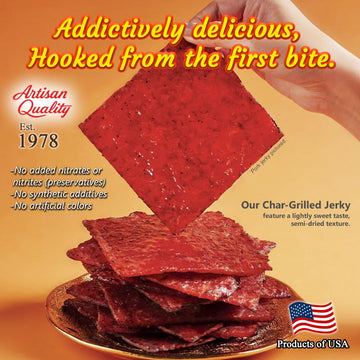 Singapores Famous Street Snack - Fire-Grilled Tender Pork Jerky (Original Flavor - Square Shaped, 4 oz) Grilled Fresh & Shipped
