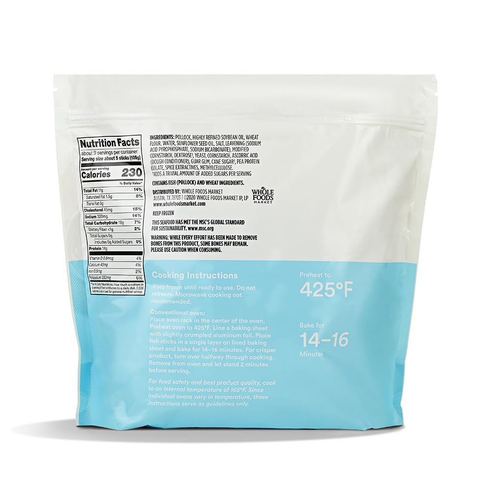 365 Everyday Value Wild Caught Breaded Fish Sticks (Frozen), 32 oz