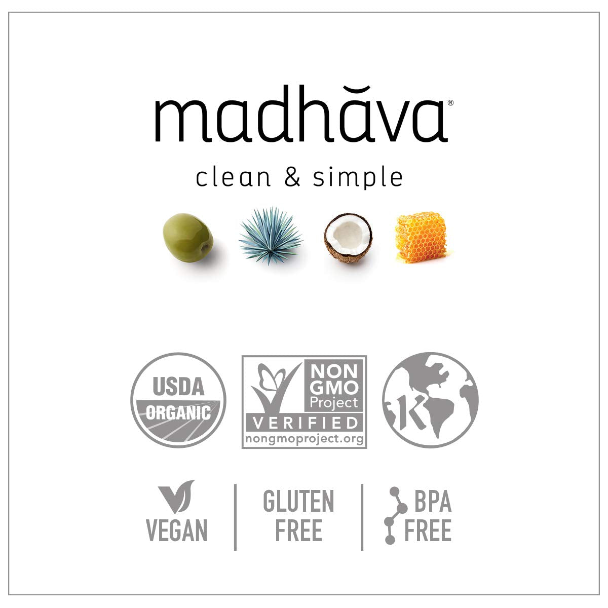 Madhava Organic Light Agave, 100% Pure Organic Blue Agave Nectar, Natural Sweetener, Sugar Alternative, Vegan, Organic, Non GMO,