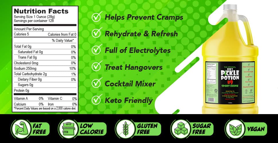 Bobs Pickle Potion #9 Dill Juice - Sports Drink, 128 Fl Oz (Pack of 1)