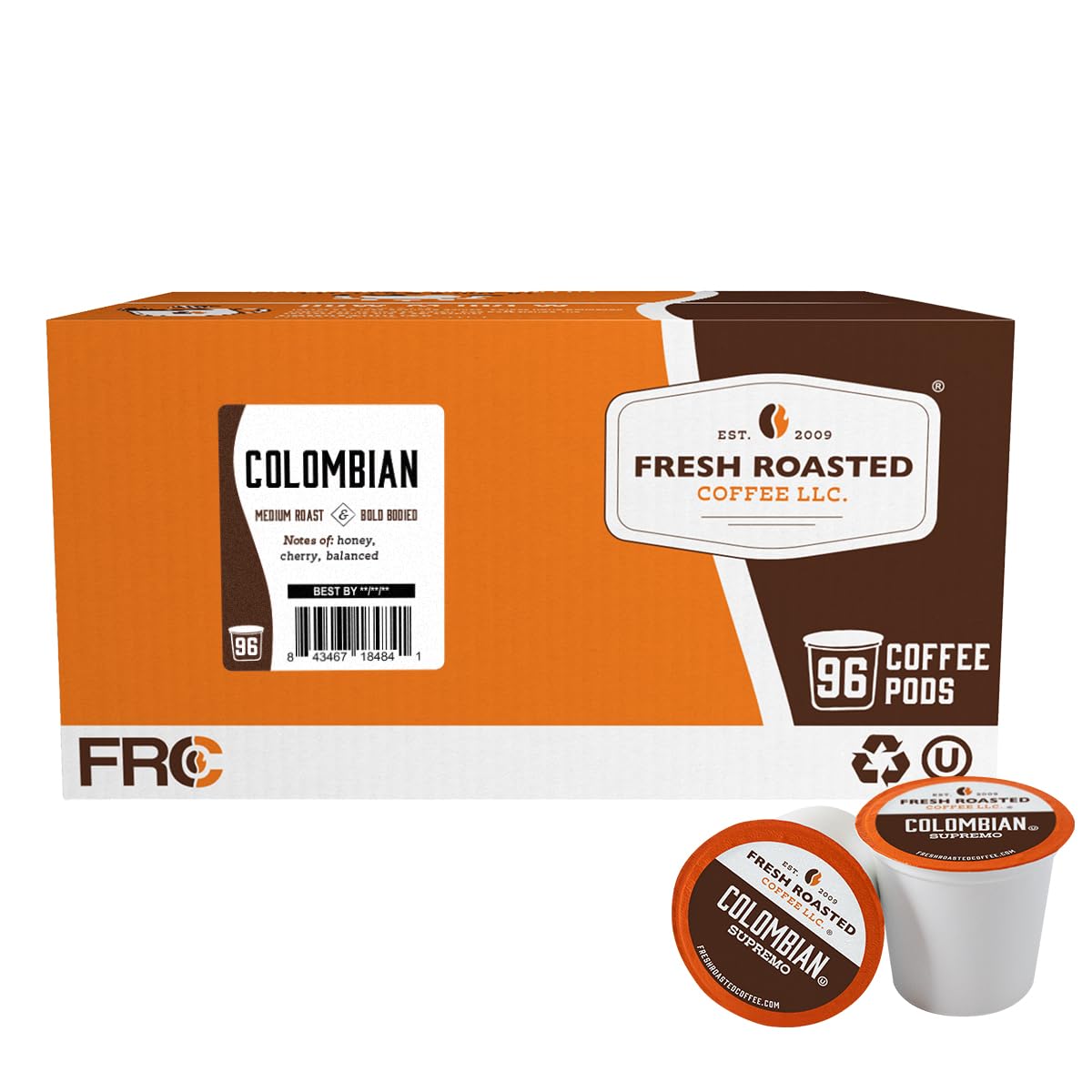 Fresh Roasted Coffee Colombian Medium Roast 96 Pods For K Cup Beverage Makers