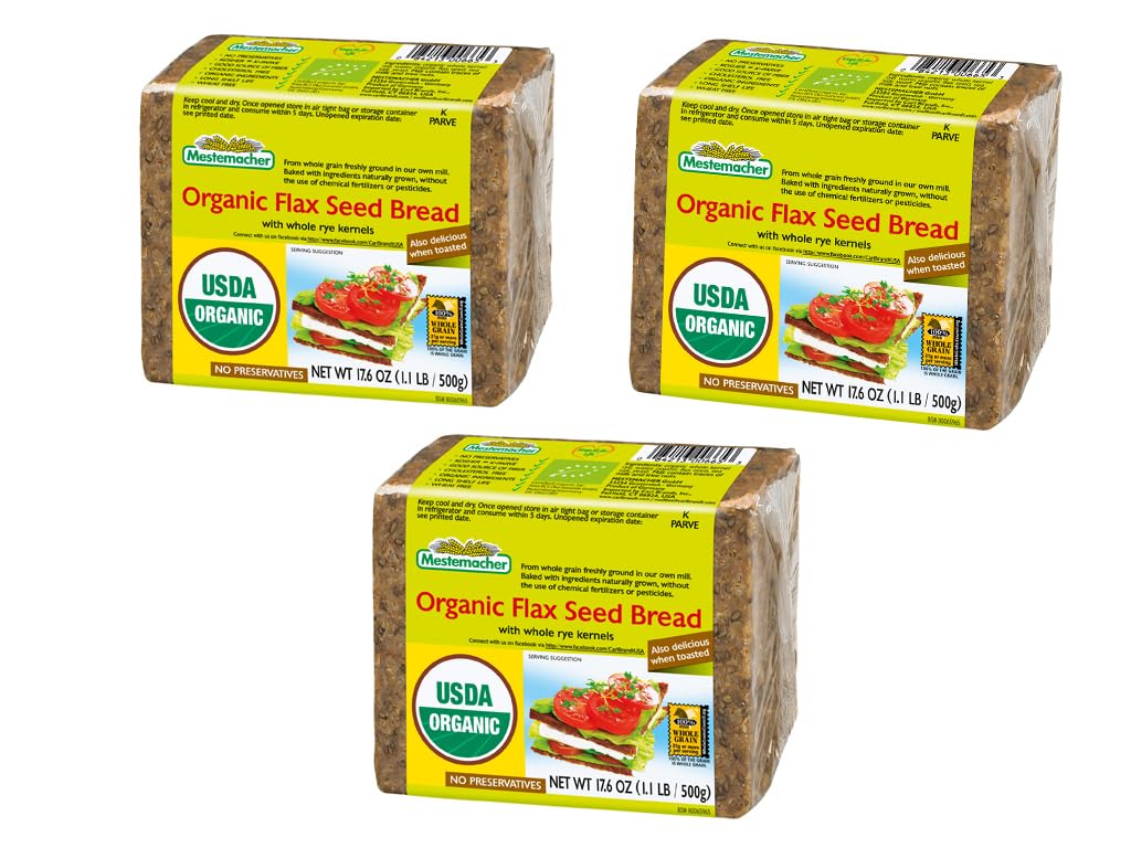 Organic Flax Seed Bread, 17.6 oz, pack of 3
