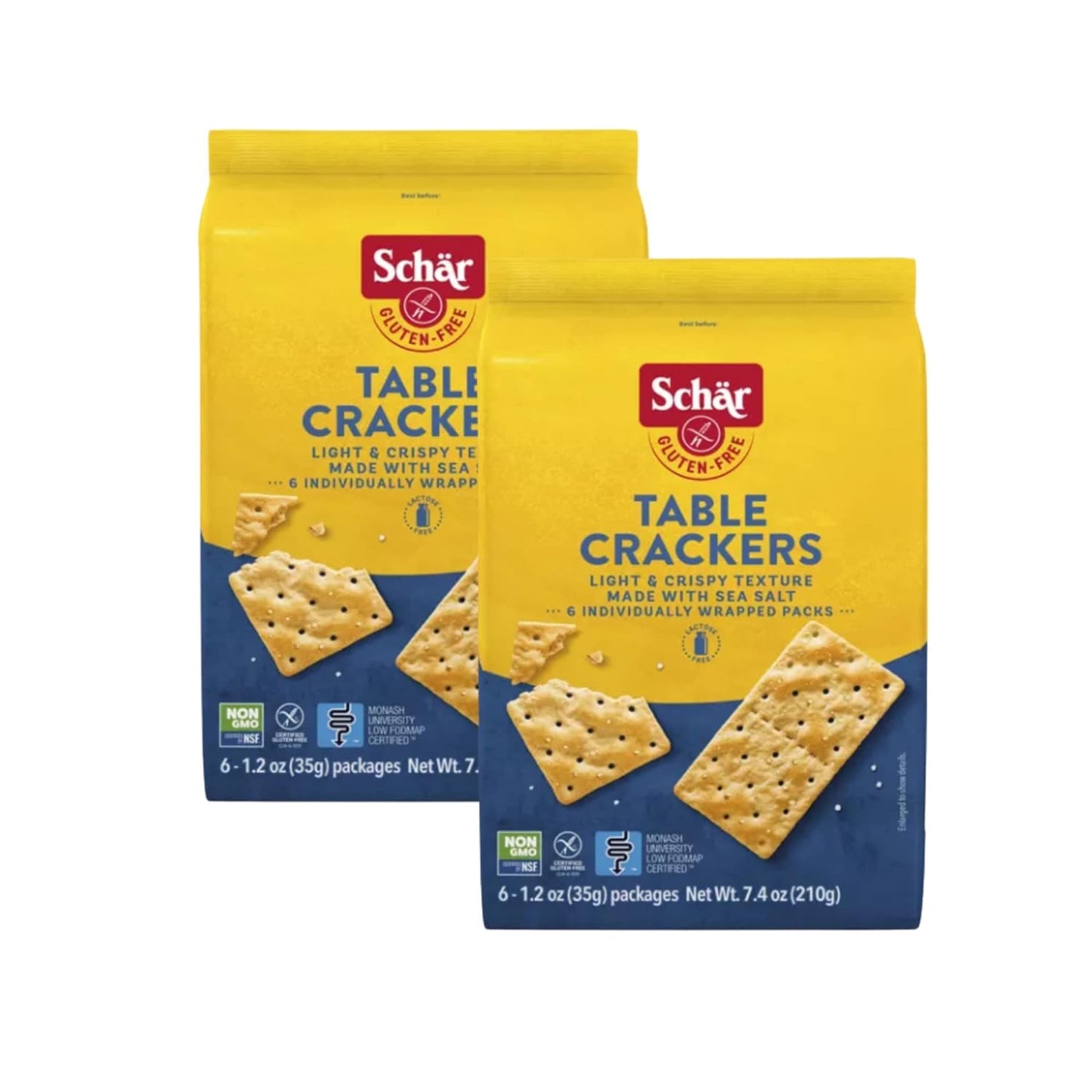 Schar Table Crackers Gluten Free - 7.4 oz Each/Pack of 2