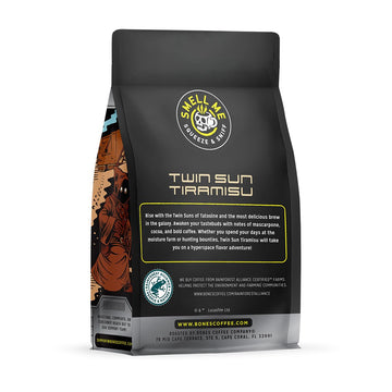 Bones Coffee Company Star Wars Twin Sun Tiramisu Flavored Coffee Beans, Medium Roast Ground Coffee Low Acid, Tiramisu Flavor (12 Oz)