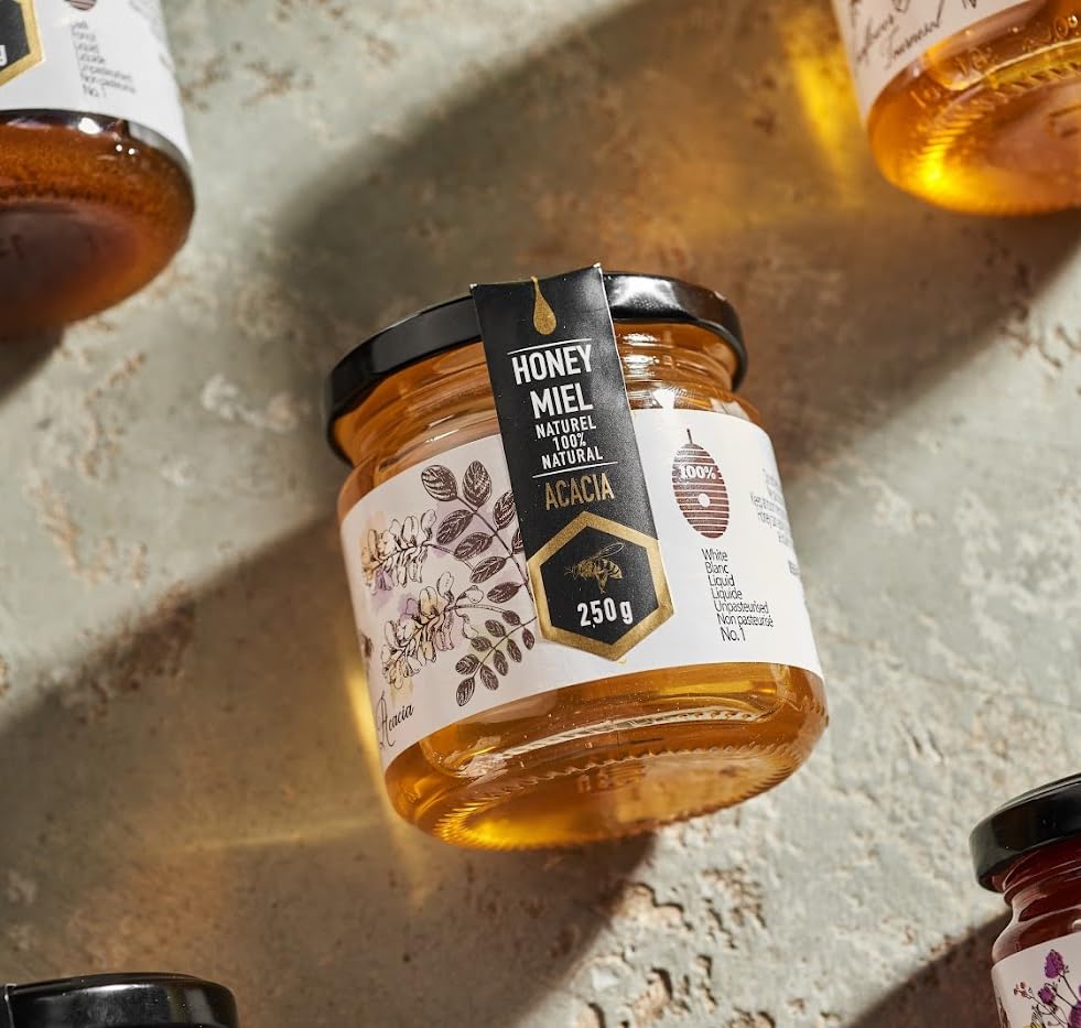 Honigma Raw Honey | Exquisite Taste | 100% Pure | Unpasteurized | Unfiltered | Partially Crystallized | (8.8 Fl Oz (Pack Of 1),