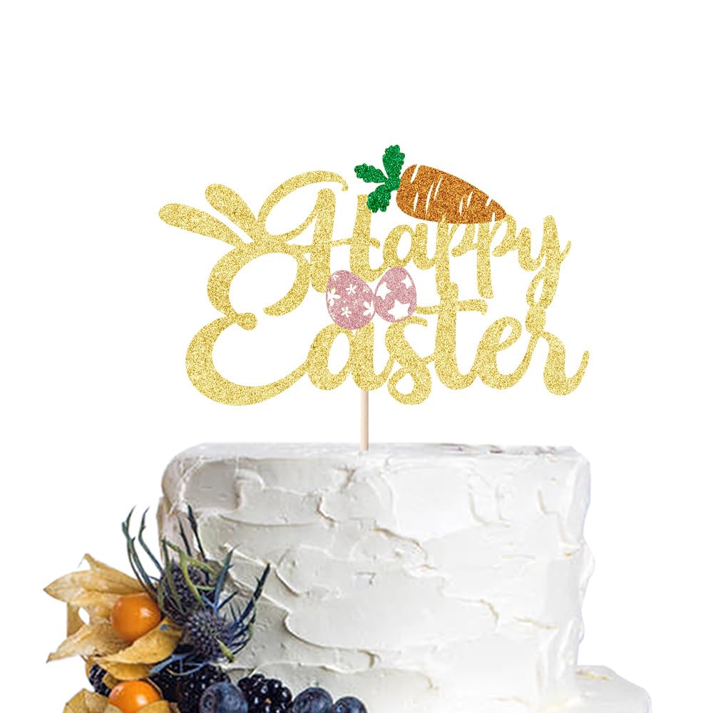 Happy Easter Cake Topper Selection Rabbit Easter Cake Decoration/Spring Theme/Carrot Party Decorations Supplies (Happy Easter)