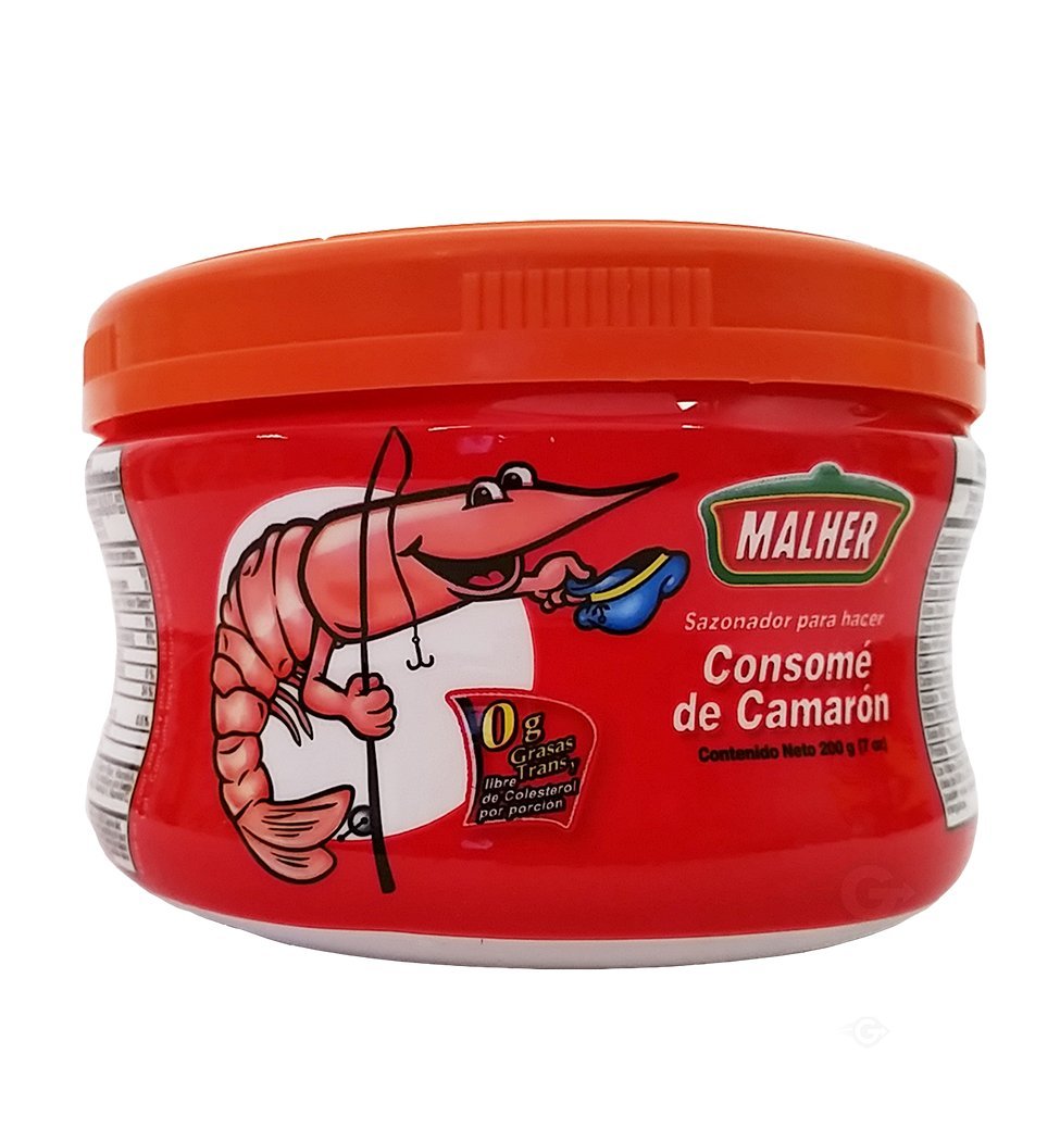 Malher Shrimp Bouillon - Consome de Camaron, Pack of 18, 7 oz Each - Flavorful Seafood Stock for Cooking