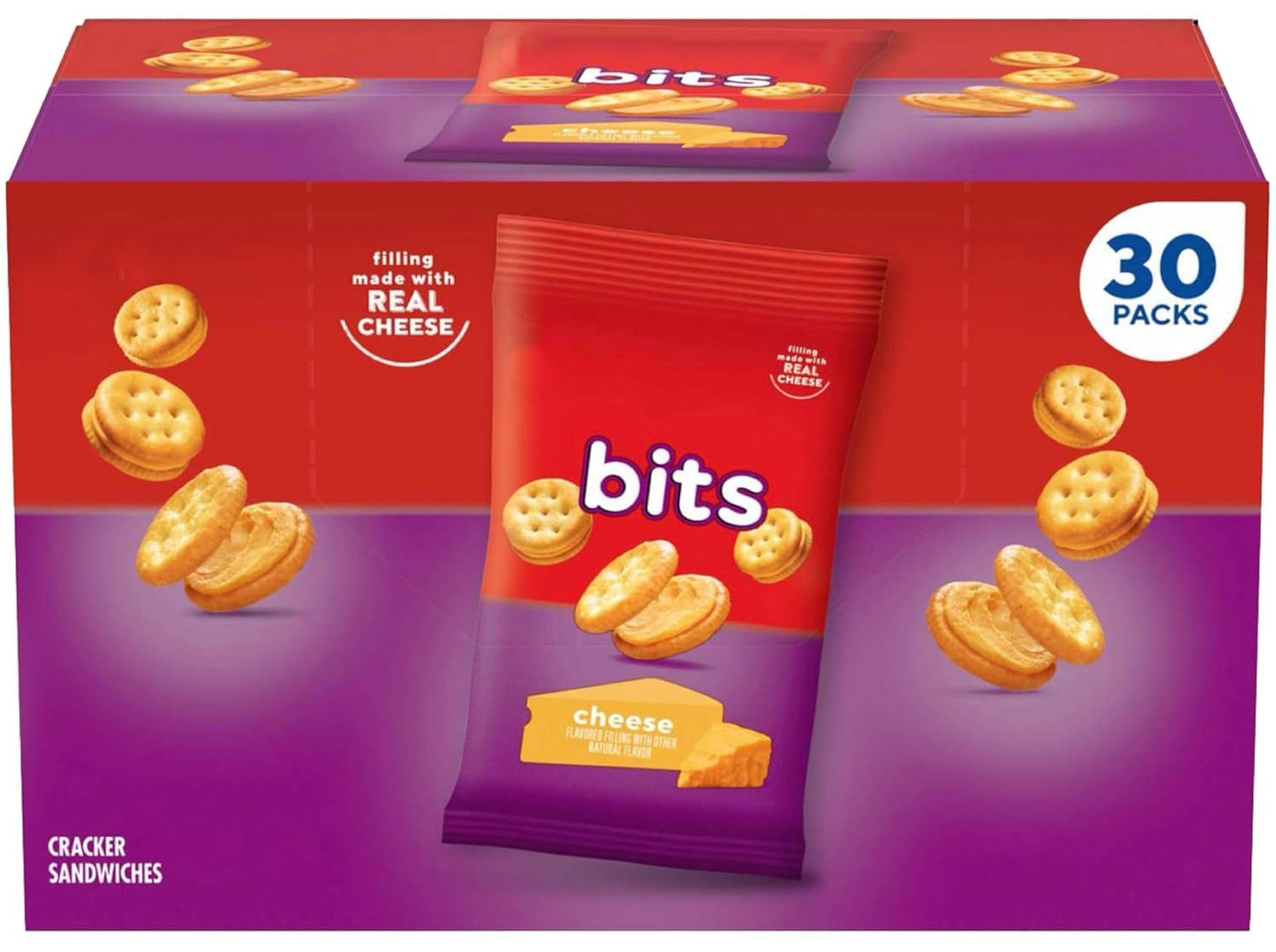 RITZS Bits Cheese Sandwich Crackers, 1.5 oz Packets, 30 Count