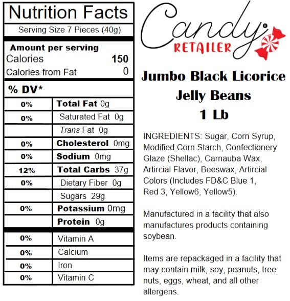 Candy Retailer Jumbo Jelly Beans (1 Lb, Black Licorice)