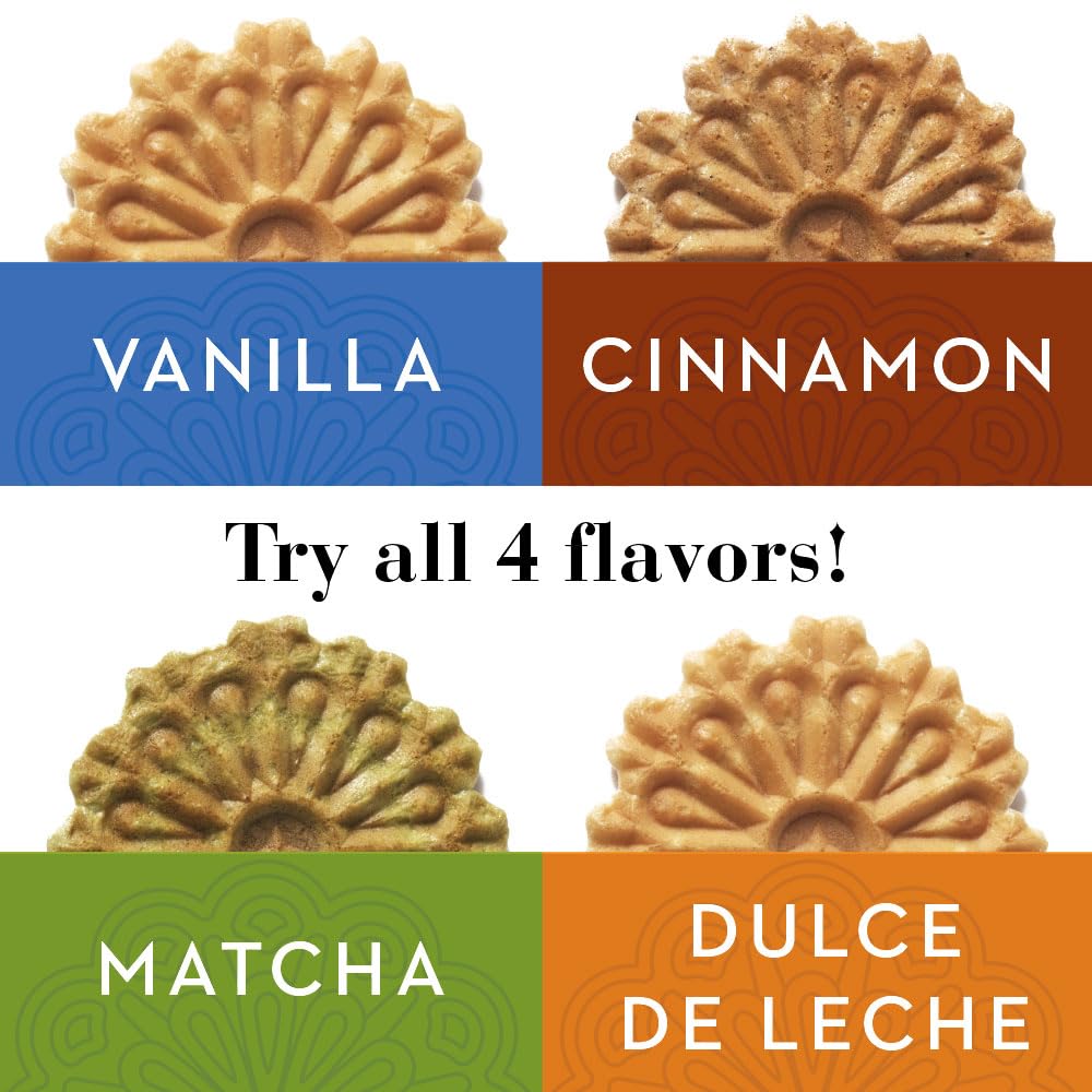 Reko Pizzelle Waffle Cookies - Cinnamon, Individually Wrapped Snack Packs, 5 Cookies per Pack, Box of 12, No Artificial Flavors or Preservatives