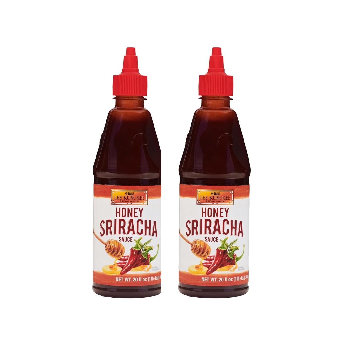 Lee Kum Kee Honey Sriracha Sauce (20 Oz - 2 Pack) Sweet And Spicy Flavor Perfect For Marinades Dips Glazes Stir-Fry Drizzles Sauces Burgers Fries Sandwiches Bbqs & Chicken Wings