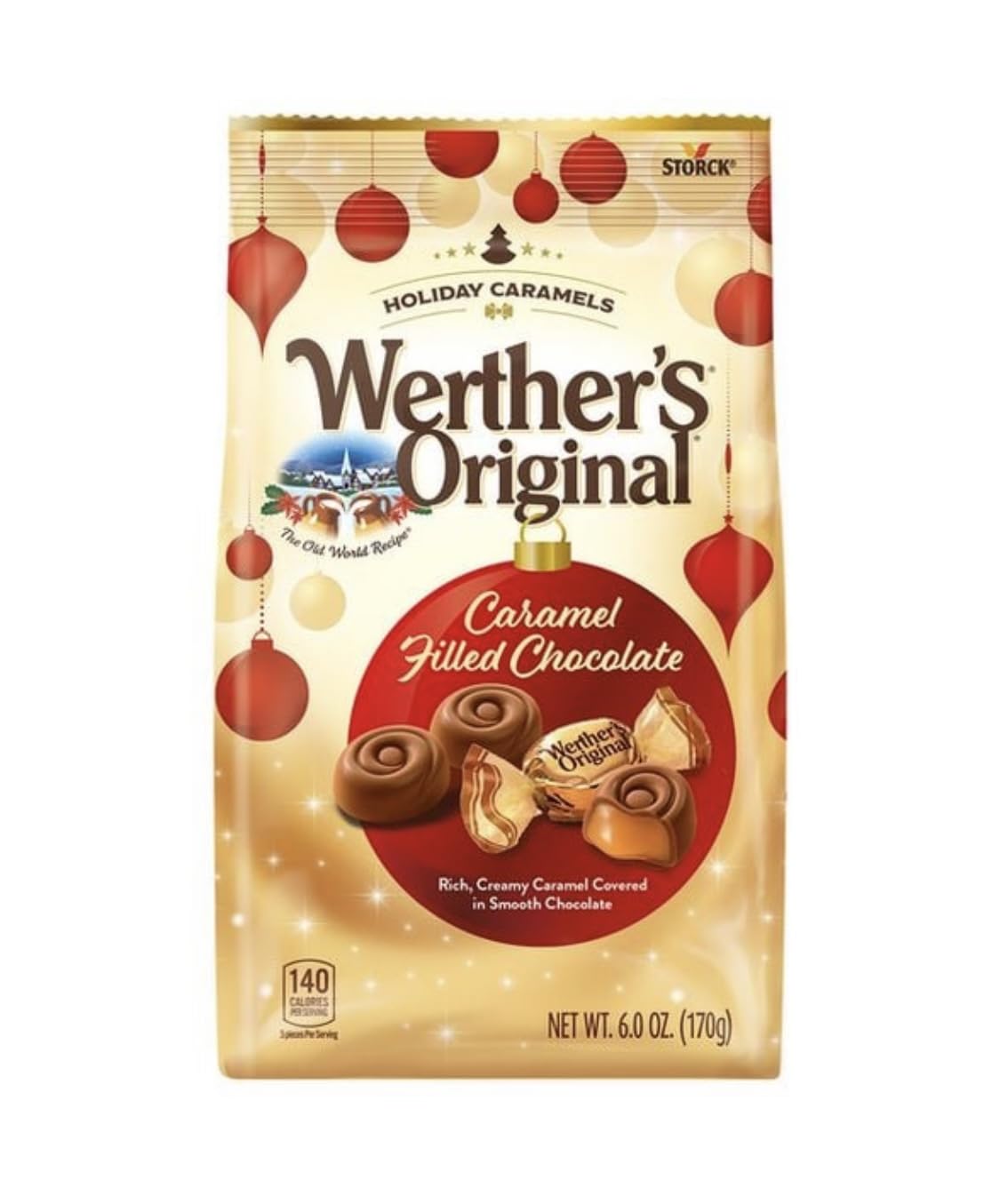 Werthers Original Caramel Filled Chocolate Holiday Caramels, 6 Oz