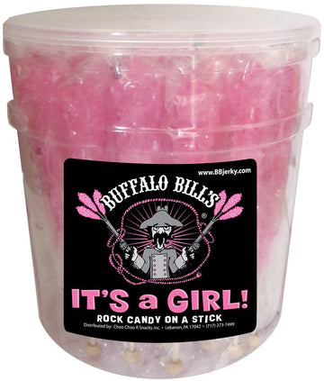 Buffalo Bills It’S A Girl Light Pink Rock Candy On A Stick (36-Ct Tub Wrapped Rock Candy Sticks)
