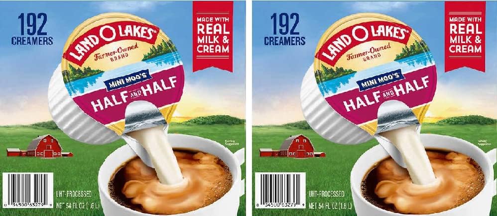 Mini Moos Half and Half Creamer Singles, 192 Count Box, 2 Cases (Packaged by Brewd Coffee Supplies)