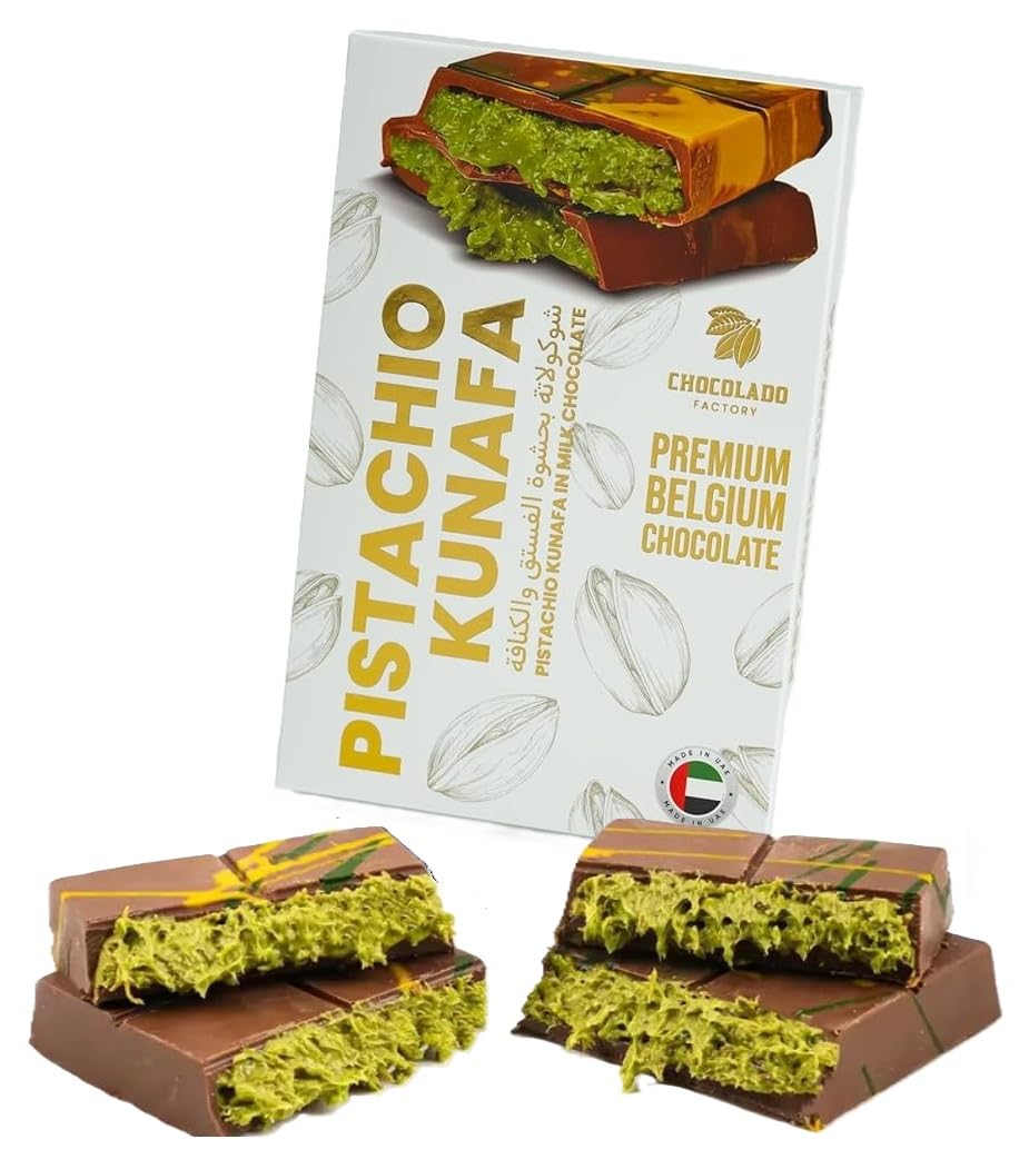 Chocolado Dubai Chocolate Kunafa Pistachio (The Oriflavor Blendal) 6.53Oz - 185 Grams - Imported From Dubai Uae Ideal Gift For All Occasions 100% Oriflavor Blendal Taste!
