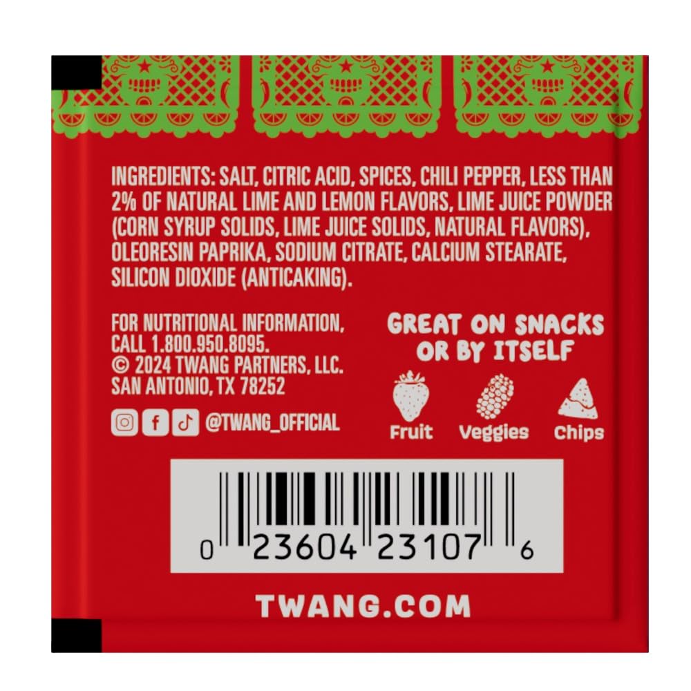 Twang Twangerz Snack Topping, Chile Lime, 1 Gram Packets, Pack of 200, Red