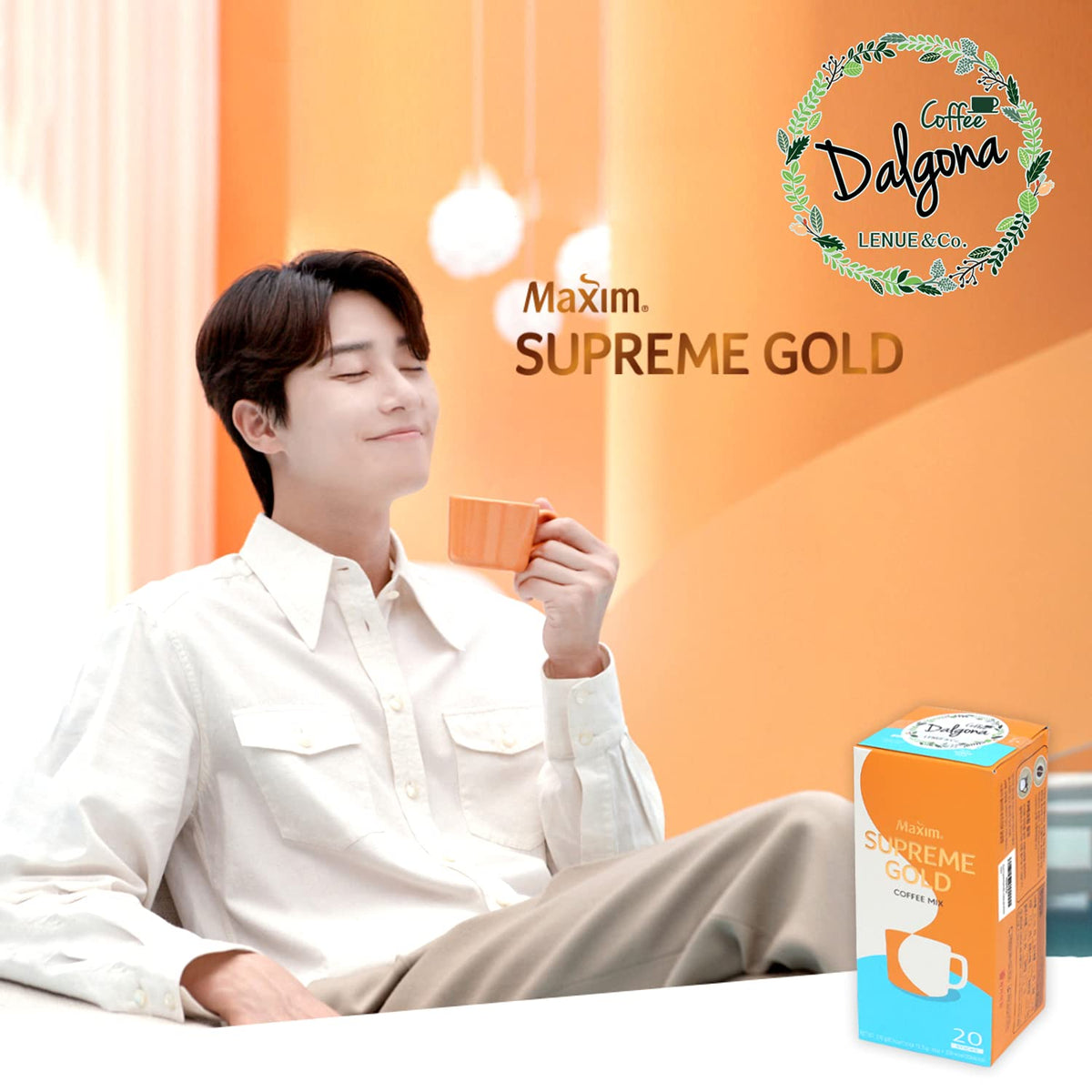 LENUE Maxim Supreme Gold Coffee - 3 in 1 Instant Latte - 20 Count Pack