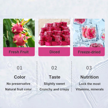 Mkostlich Freeze-Dried Dragon Fruit, 3.52Oz/100G Diced Dragon Fruit With 1 Ingredients, No Sugar Added, Dragonfruits Cube For Dr