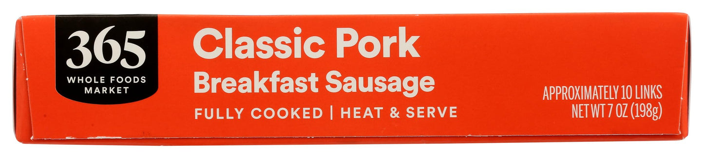 365 Everyday Value, Classic Pork Breakfast Sausage (Frozen), 10 Count