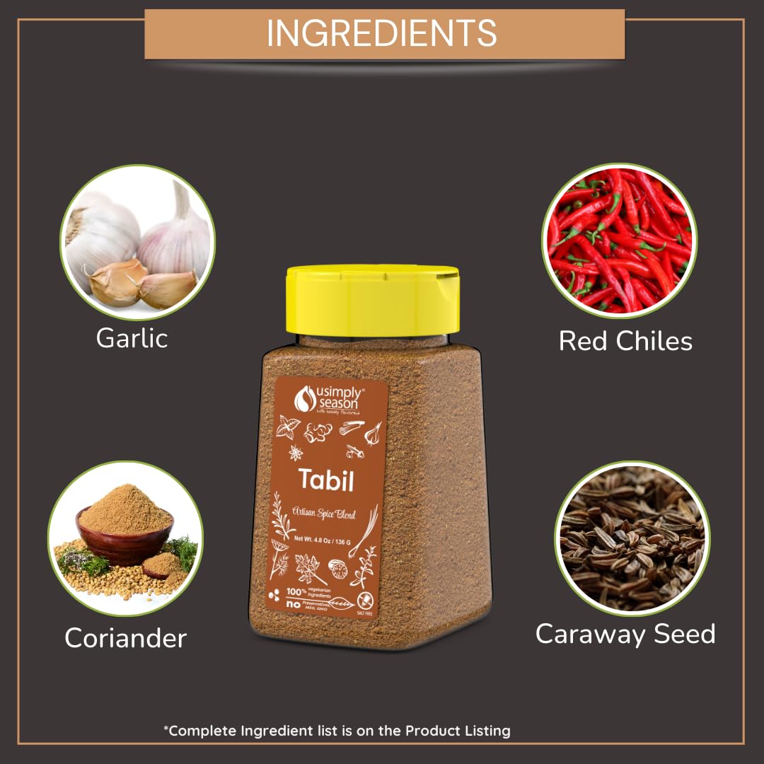 Usimplyseason Tabil Spice (4.8 Oz) - Tunisian-Inspired Blend For Robust Flavors, Ideal For Meat, Fish, And Vegetables - No Salt,