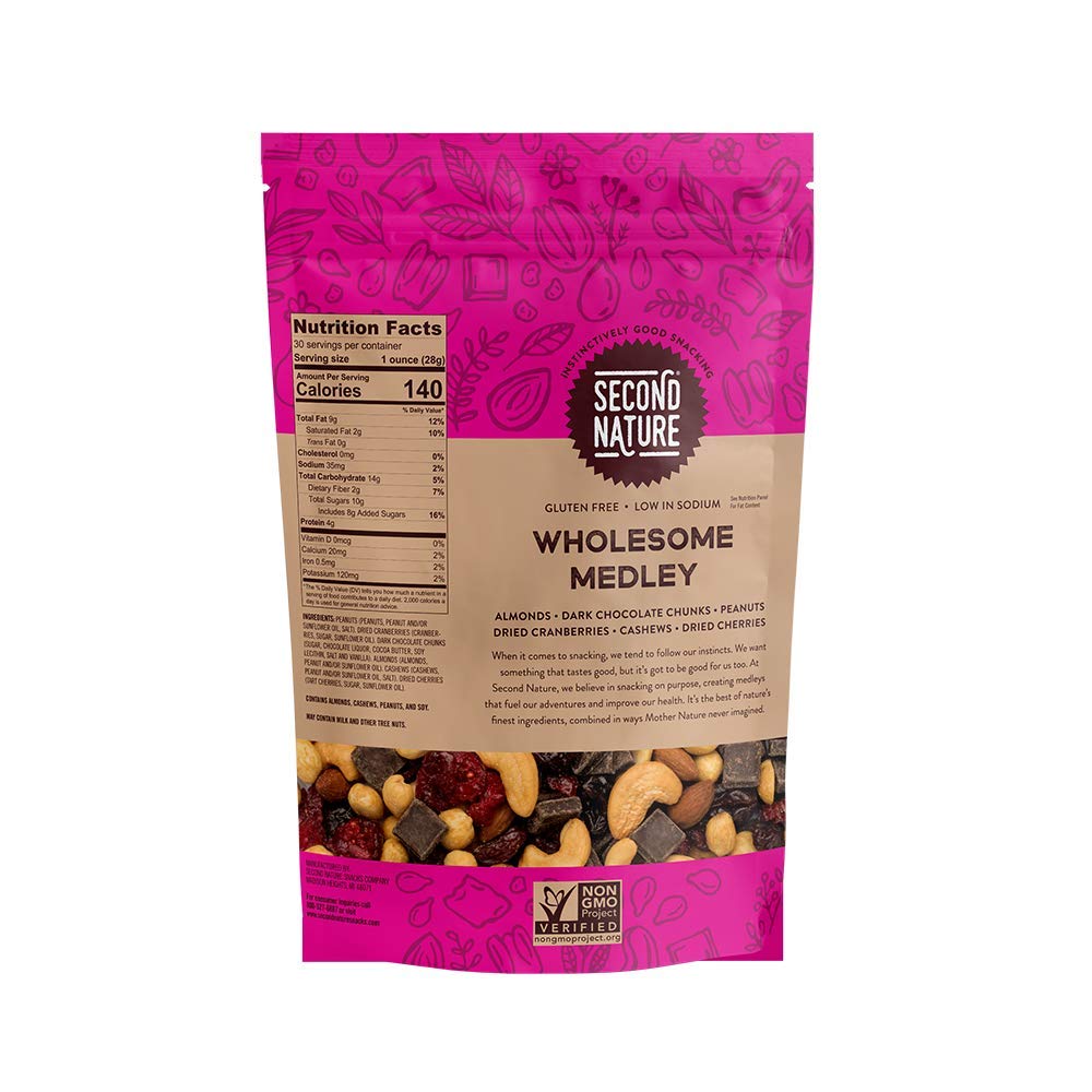 Second Nature Wholesome Medley Trail Mix - Healthy Nuts Snacks Blend - 30 Oz Resealable Pouch