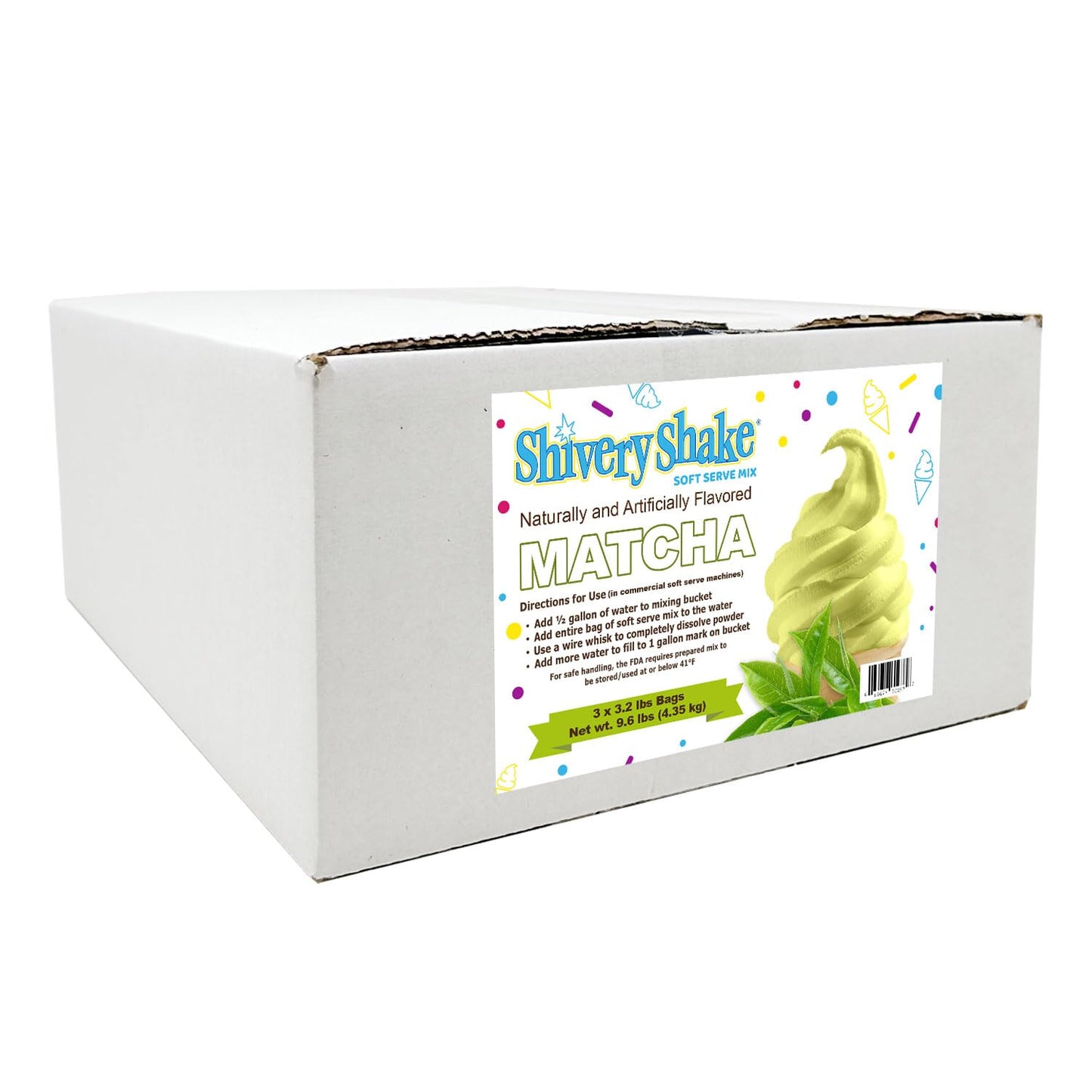 Shivery Shake Soft Serve Ice Cream Mix, 3 x 3.2 lb case, Matcha