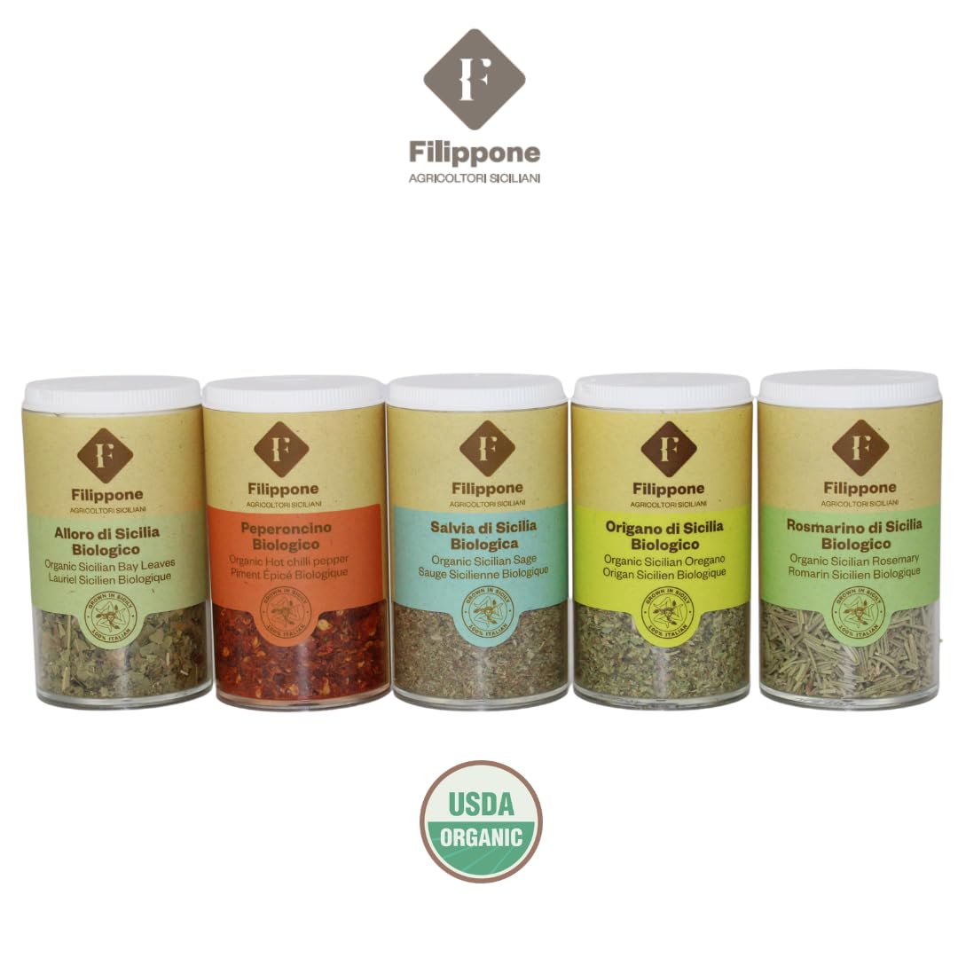 FILIPPONE Filippone Organic Crushed Oregano Seasoning, 20 g (0.70 oz), Italian Dried Oregano Shaker, Sicilian Oregano with inten