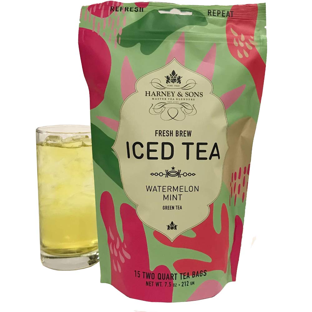 Harney & Sons Fresh Brew Iced Tea Two Qt Tea Bags Watermelon Mint 15 Count