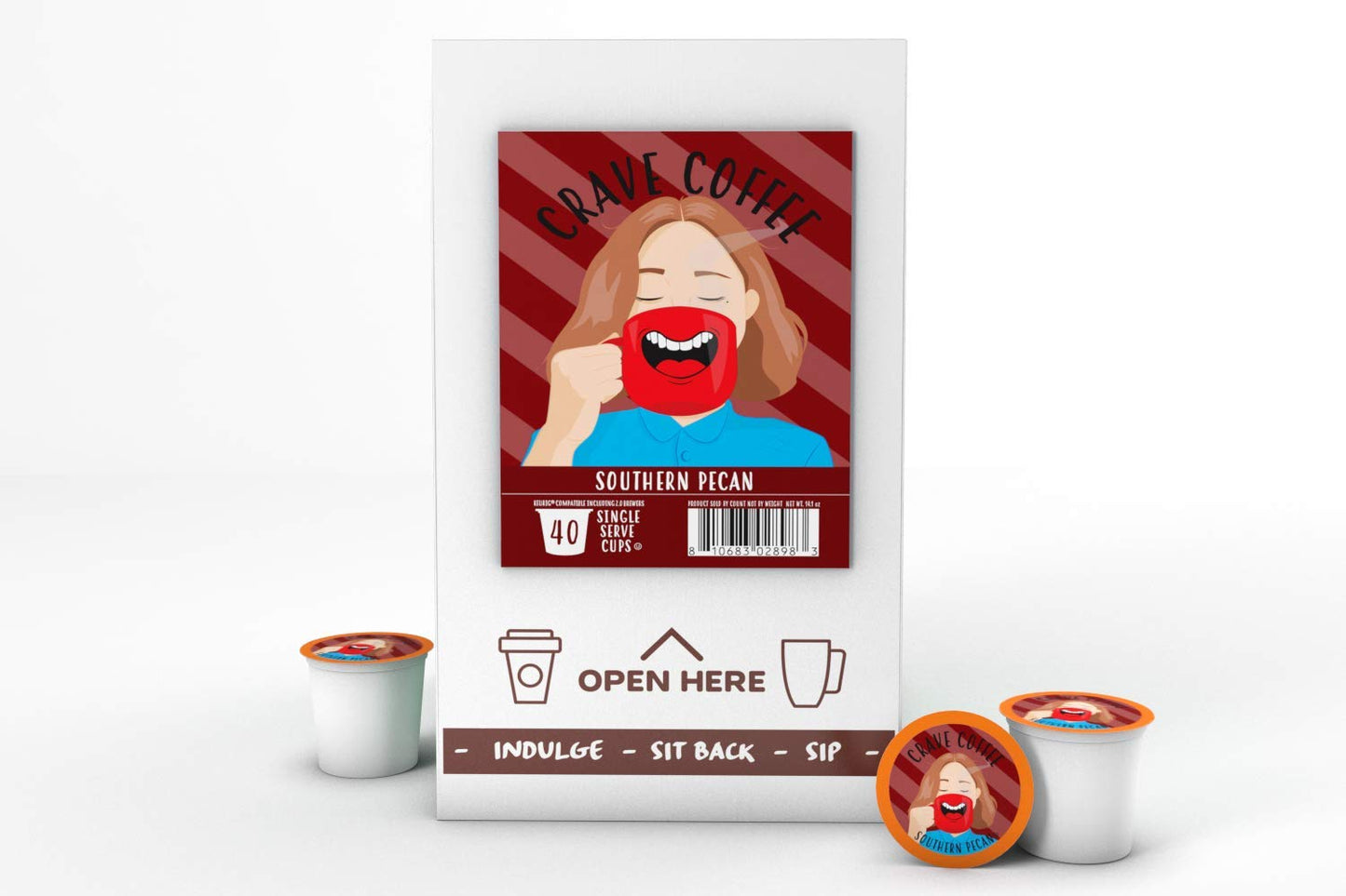 Crave Beverages Southern Pecan Flavored Coffee Pods, 40 Count, Compatible with 2 K-Cup malt-inspired