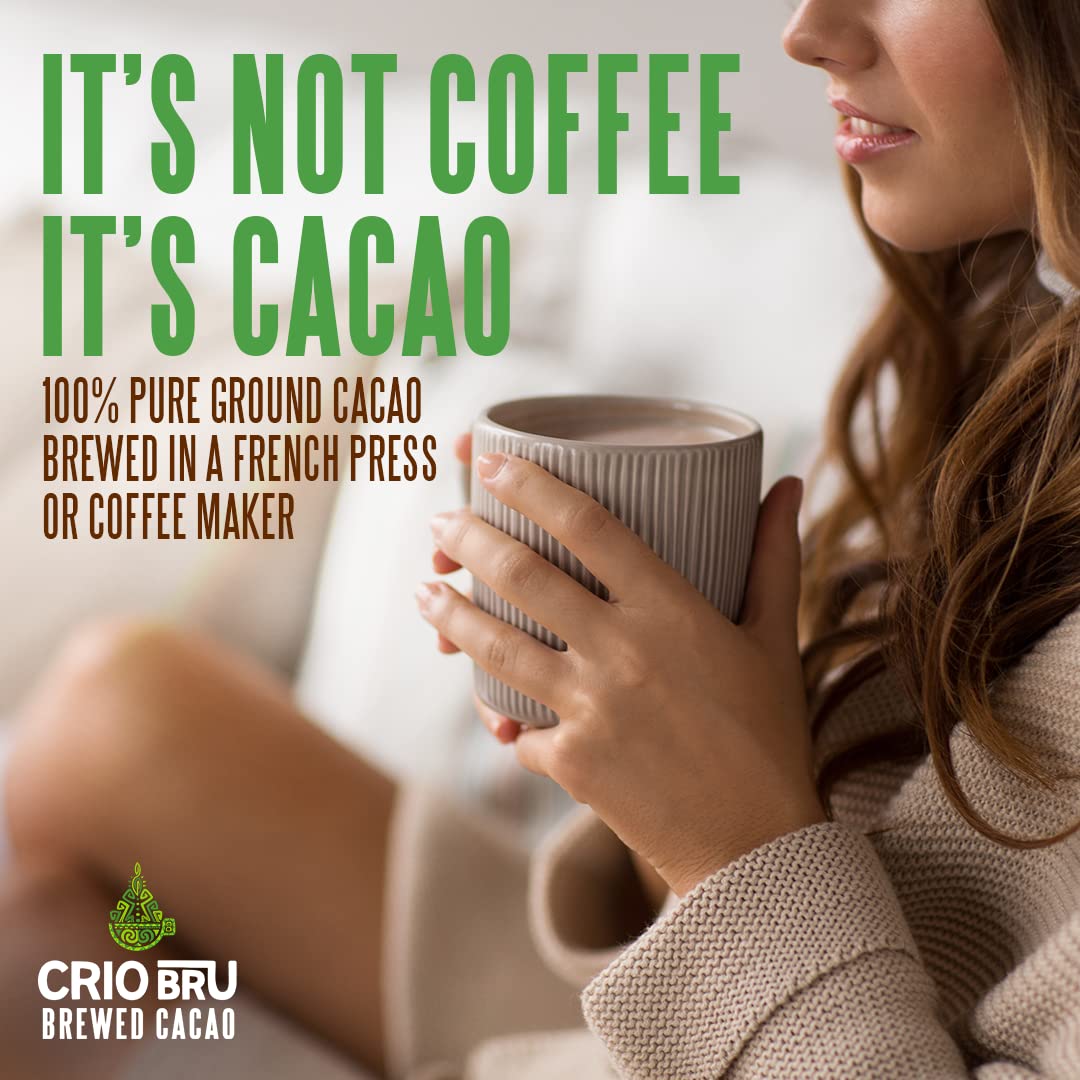 Crio Bru Ghana French Roast 10 oz Bag | Natural Healthy Brewed Cacao Drink | Great Substitute to Herbal Tea and Coffee | 99% Caffeine Free Gluten Free Low Calorie Honest Energy Brew And Enjoy Hot or Iced