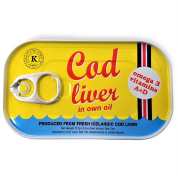Threeline Icelandic Natural Cod Liver in Own Oil, 4.3 Oz (Pack of 12)