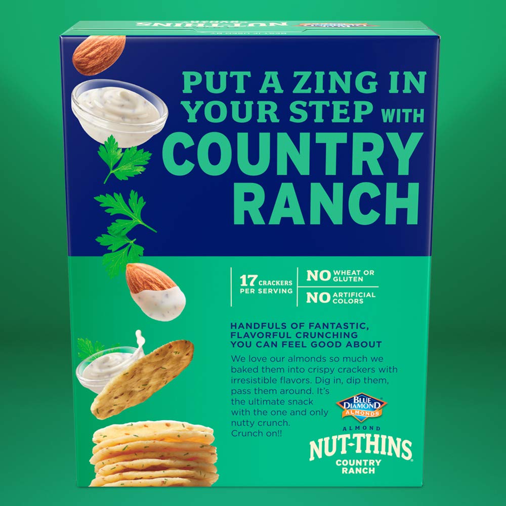 Blue Diamond Almonds Nut Thins Cracker Crisps, Country Ranch, 4.25 Ounce