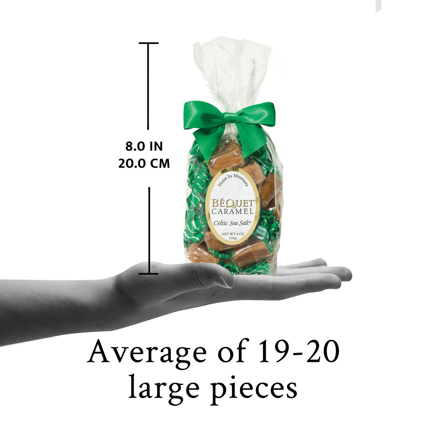 Béquet Celtic Sea Salt Caramels, Gluten-Free, Kosher, 8 oz Gift Bag, Soft Individually Wrapped Gourmet Candy