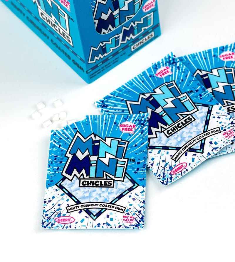 Gerrits Mini Mini Chicles, Sugar Free Mint Gum, 0.58 Ounce Pouches - 20 Count Display Box