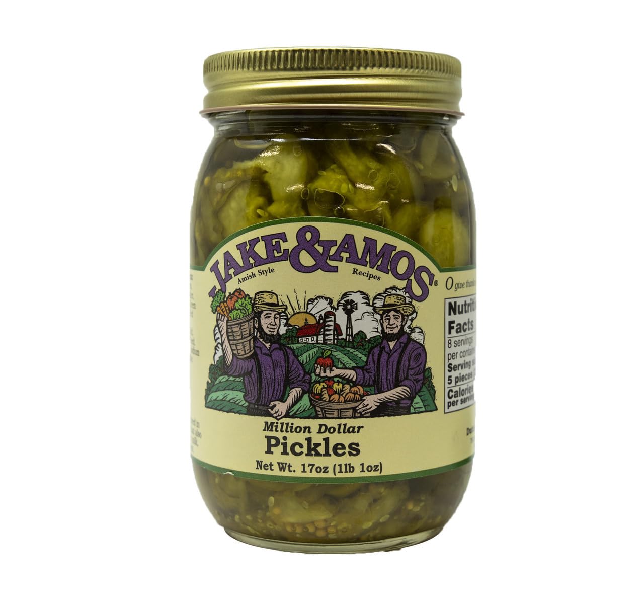 Jake & Amos Million Dollar Pickles, 16 Oz. Jar (Pack of 2)