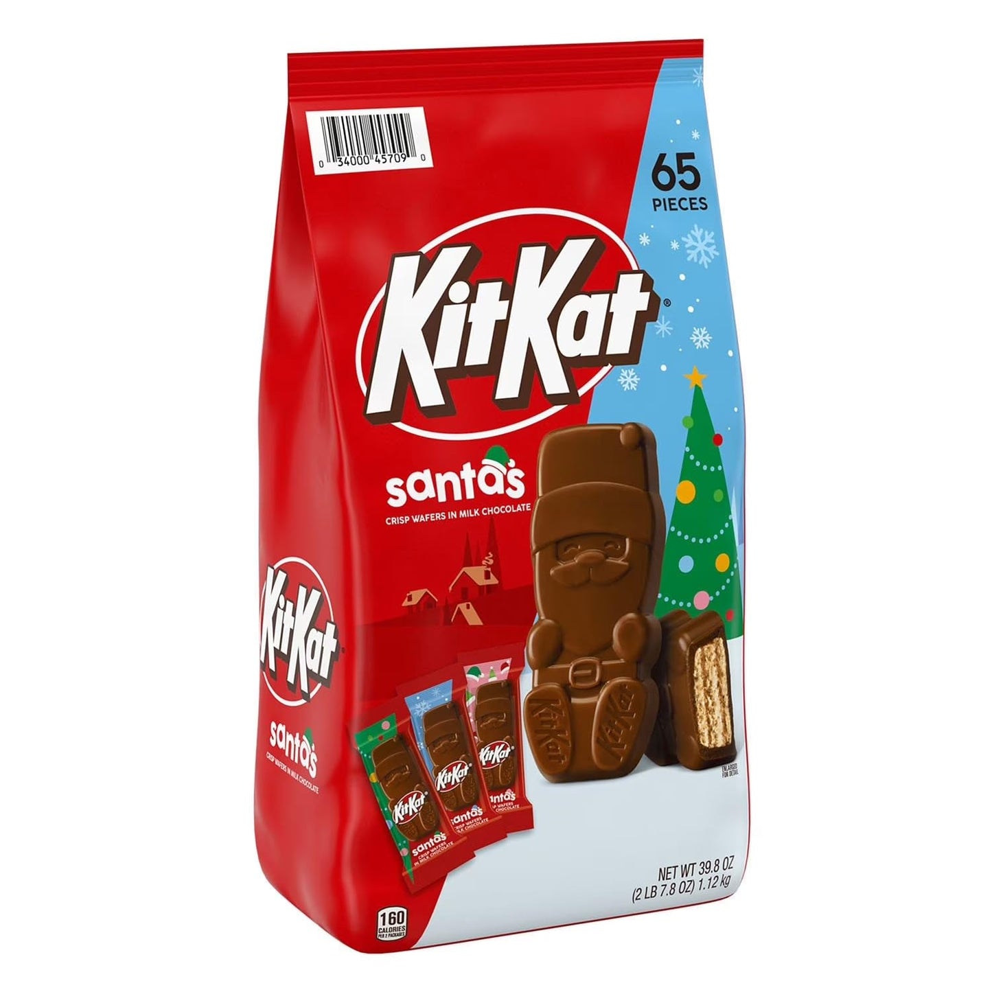 KIIT KAT Christmas Milk Chocolate Wafer Santas Candy, 39.8 oz