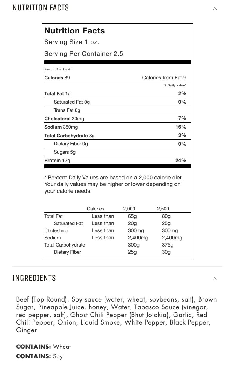 Jerky.com All Natural Ghost Pepper Beef Jerky - Extra Spicy, High Protein Snack - 2.5 Ounce Pack