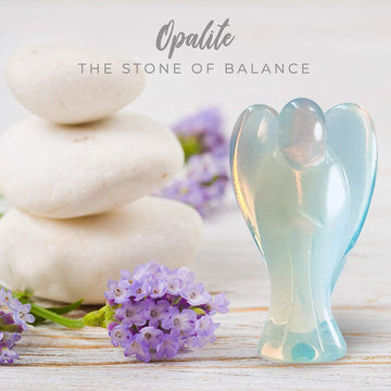 Earth Therapy Original Pocket Guardian Angel With Serenity Prayer Card - Opal Healing Stone Figurine - Bless Yourselves And Your