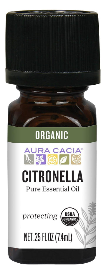 Aura Cacia Organic Essential Oil, Citronella, 0.25 Fluid Ounce