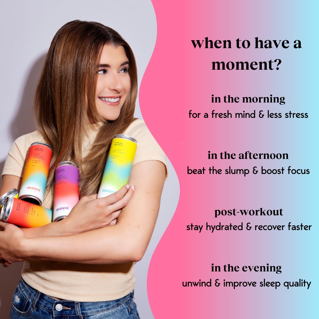 Drink Your Meditation Moment Mocktails Sparkling Adaptogen Drink, 11.5 Fl Oz, 12-pack, No Added Sugar, Caffeine-Free